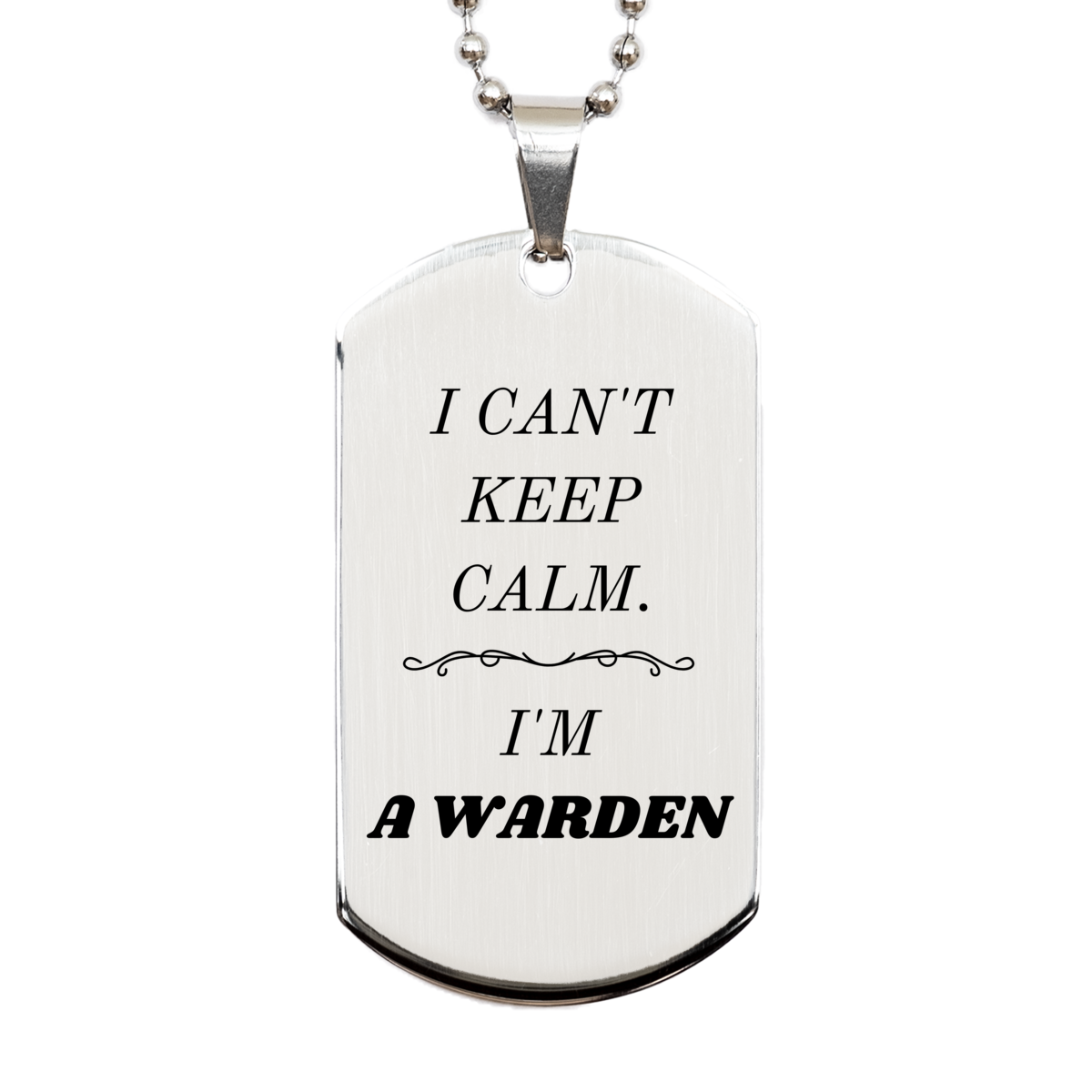 unique warden engraved silver dog tag perfect for birthday and graduation gifts i cant keep calm