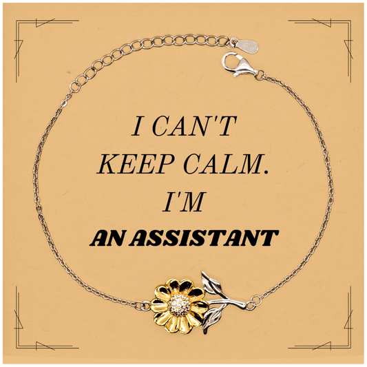 Unique Assistant Sunflower Bracelet I cant keep calm Inspirational Gift for Birthday, Christmas, Graduation with Confidence