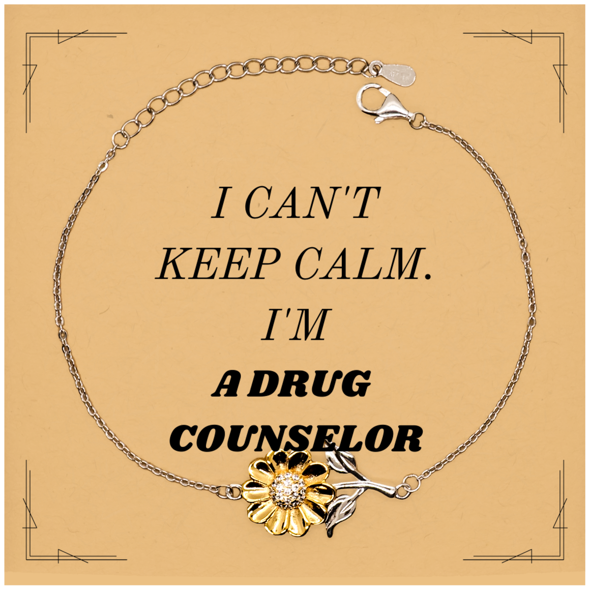 drug counselor sunflower bracelet i cant keep calm engraved inspirational gift for christmas graduation and birthday celebrations