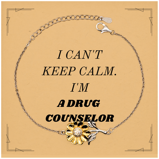 drug counselor sunflower bracelet i cant keep calm engraved inspirational gift for christmas graduation and birthday celebrations