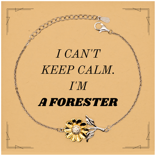 Forester Sunflower Bracelet - I Cant Keep Calm, Engraved Confidence, Perfect Gift for Christmas, Veterans Day, Graduation