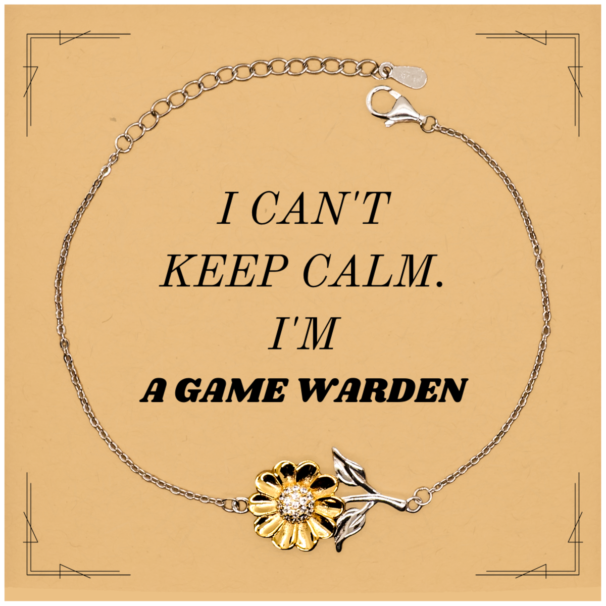 Game Warden Sunflower Bracelet - I Cant Keep Calm Engraved Jewelry for Wildlife Lovers, Perfect Gift for Outdoor Enthusiasts and Nature Conservation Supporters