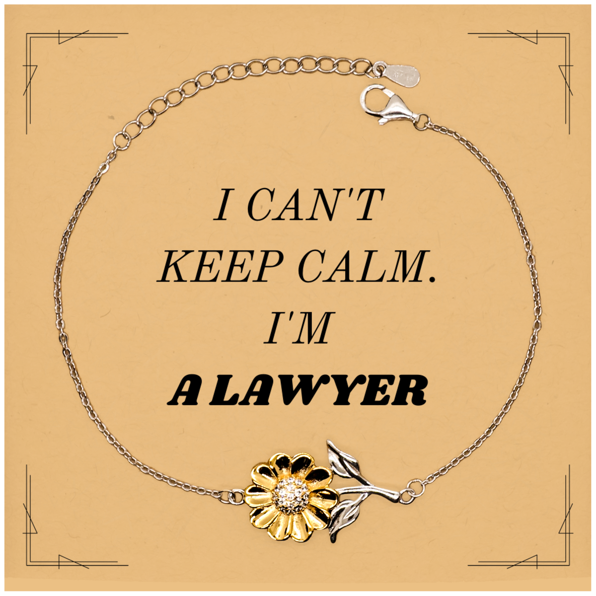 Lawyer Sunflower Bracelet - I cant keep calm. Inspirational Gift for Lawyers, Graduation, Christmas, Confidence Symbol of Hope and Success