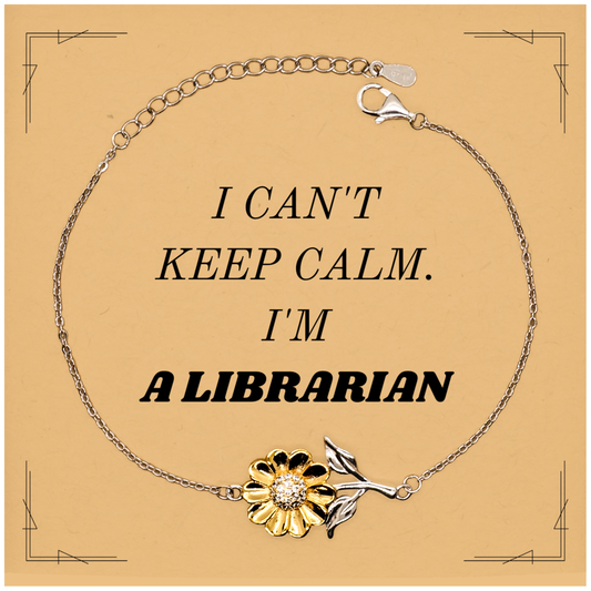 Pulsera de girasol de bibliotecario: joyas inspiradoras para amantes de los libros, regalos de graduación, cumpleaños, Navidad: no puedo mantener la calma
