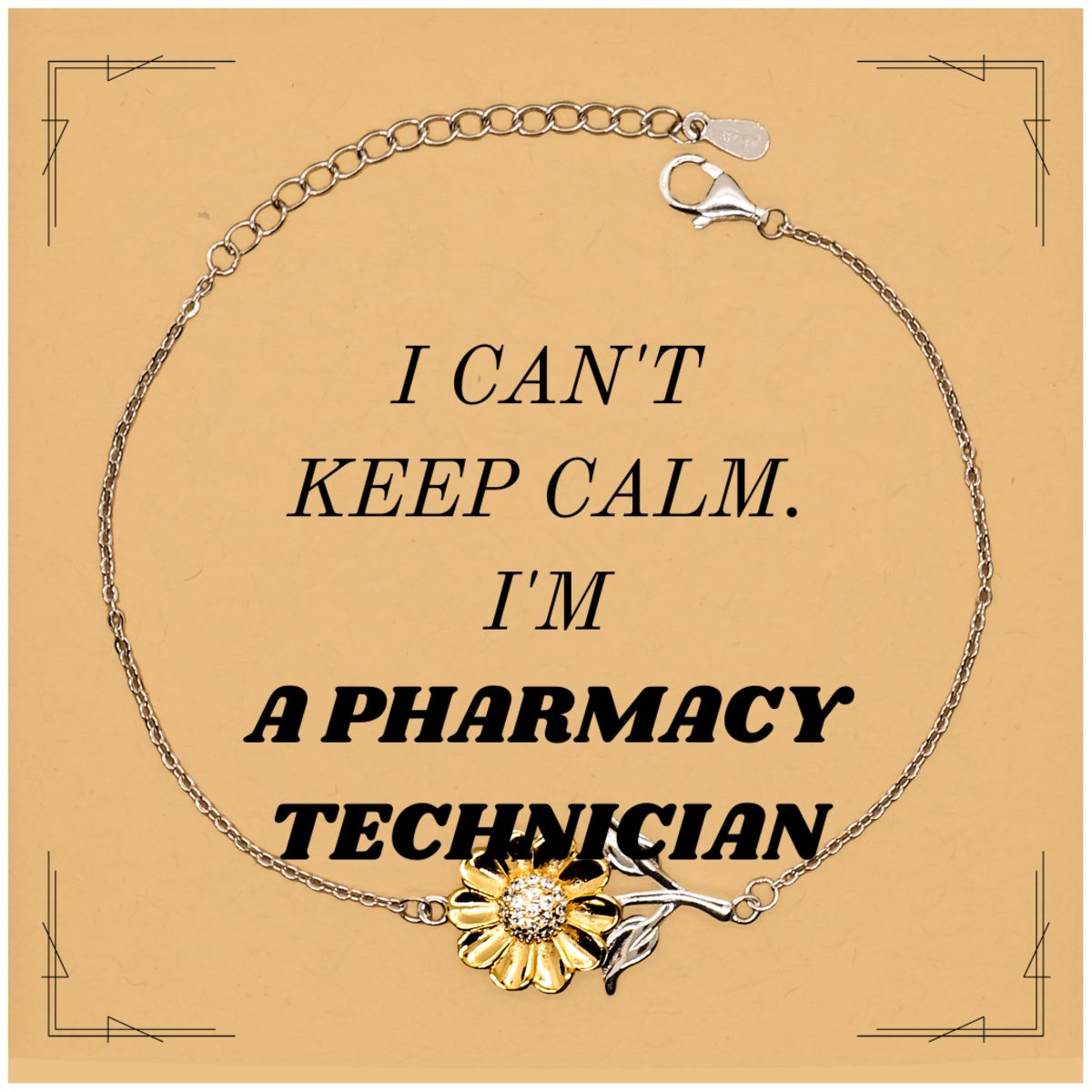 Pharmacy Technician Sunflower Bracelet - I Cant Keep Calm, Perfect Gift for Graduation, Birthday, and Holidays