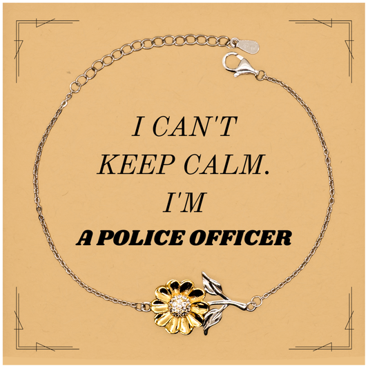Police Officer Bracelet - I Cant Keep Calm Engraved Jewelry for Law Enforcement Graduation and Birthday Gifts