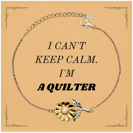 Quilter Sunflower Bracelet - Inspirational Gift for Quilters - I Cant Keep Calm