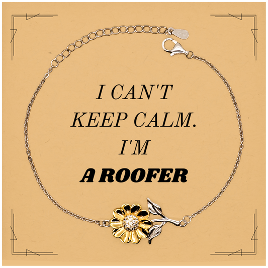 Roofer Sunflower Bracelet I Cant Keep Calm Inspirational Gift for Birthday and Holidays