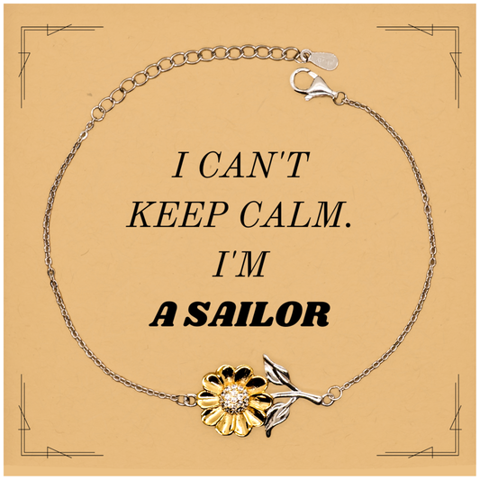 Pulsera de girasol marinero "No puedo mantener la calma", regalo de cumpleaños grabado para la confianza y la esperanza