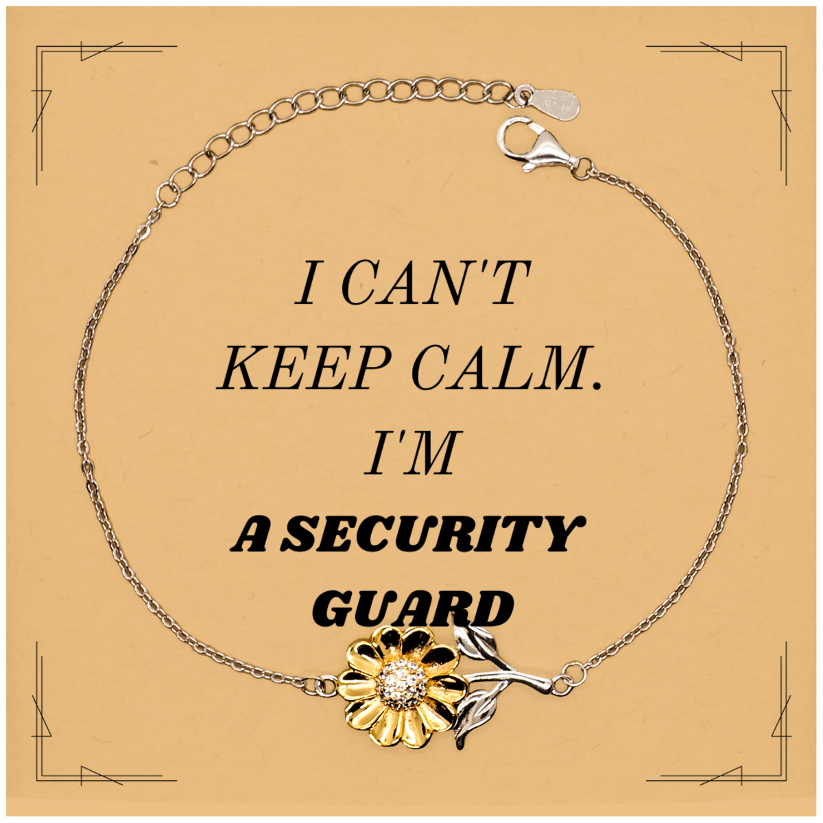 Security Guard Inspirational Sunflower Bracelet - Perfect Gift for Birthday, Christmas, Graduation - I Cant Keep Calm