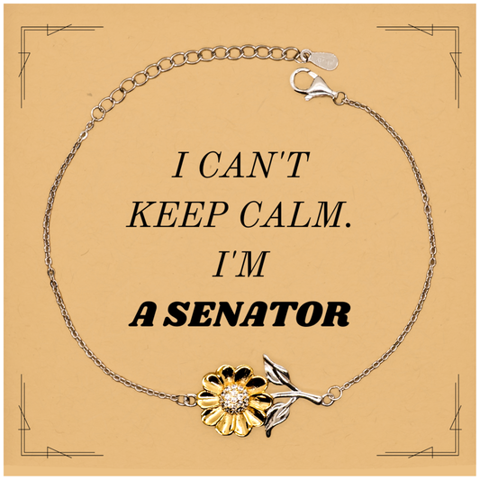 Sunflower Bracelet for Senator - I Cant Keep Calm, Inspirational Confidence Gift for Birthday, Christmas, and Graduation
