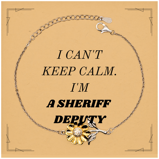 Sheriff Deputy Inspirational Sunflower Bracelet - Perfect Gift for Graduation, Birthday, and Christmas - I Cant Keep Calm Sheriff Deputy - Show Your Confidence and Hope