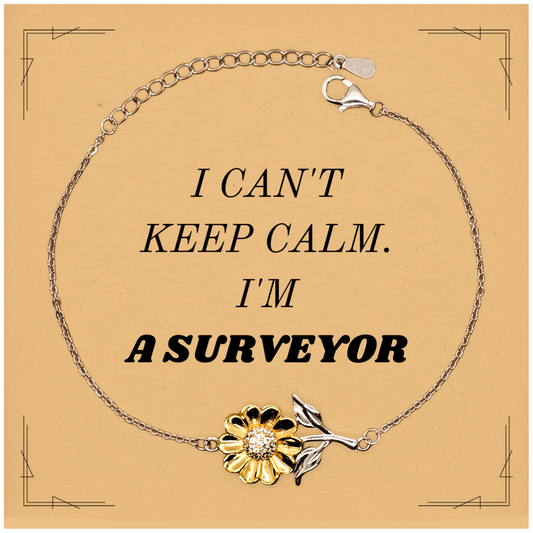 Unique Sunflower Bracelet for Surveyor - I Cant Keep Calm, Perfect Gift for Birthday, Christmas, Graduation, Veterans Day, Easter