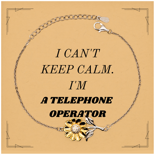Sunflower Bracelet for Telephone Operator - I Cant Keep Calm Inspirational Jewelry Gift for Birthday or Christmas