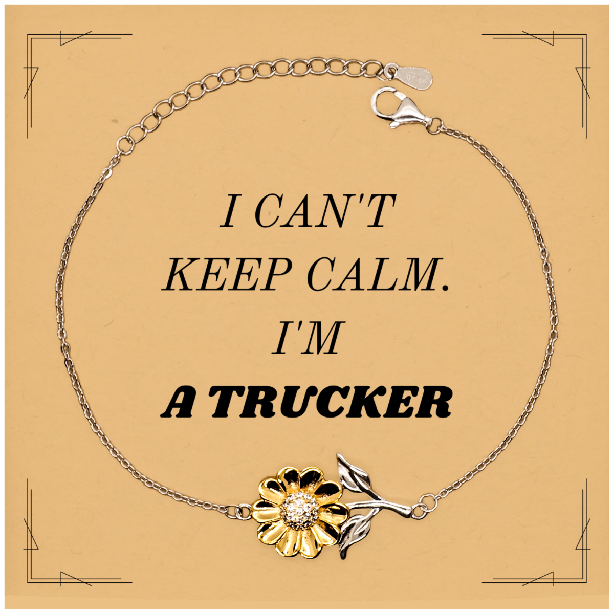 Trucker Engraved Sunflower Bracelet - I cant keep calm, perfect gift for Truckers, Birthday, Veterans Day