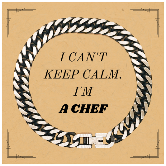Chef Cuban Link Chain Bracelet - Unique Engraved Gift for Culinary Enthusiast, I Cant Keep Calm, Im Chef, Perfect Birthday or Christmas present