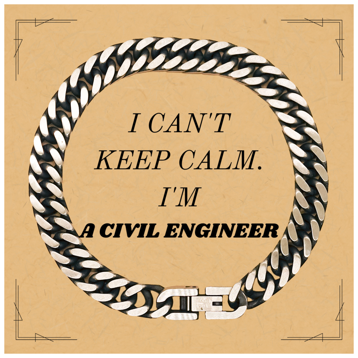 Unique Engraved Cuban Link Chain Bracelet for Civil Engineer - I Cant Keep Calm - Inspirational Graduation Gift for the Civil Engineer Who Cant Keep Calm and Loves Confidence and Hope