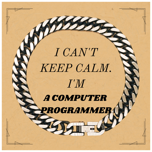 Pulsera de cadena de eslabones cubanos con programador informático: regalo único para cumpleaños, graduación y Navidad: no puedo mantener la calma