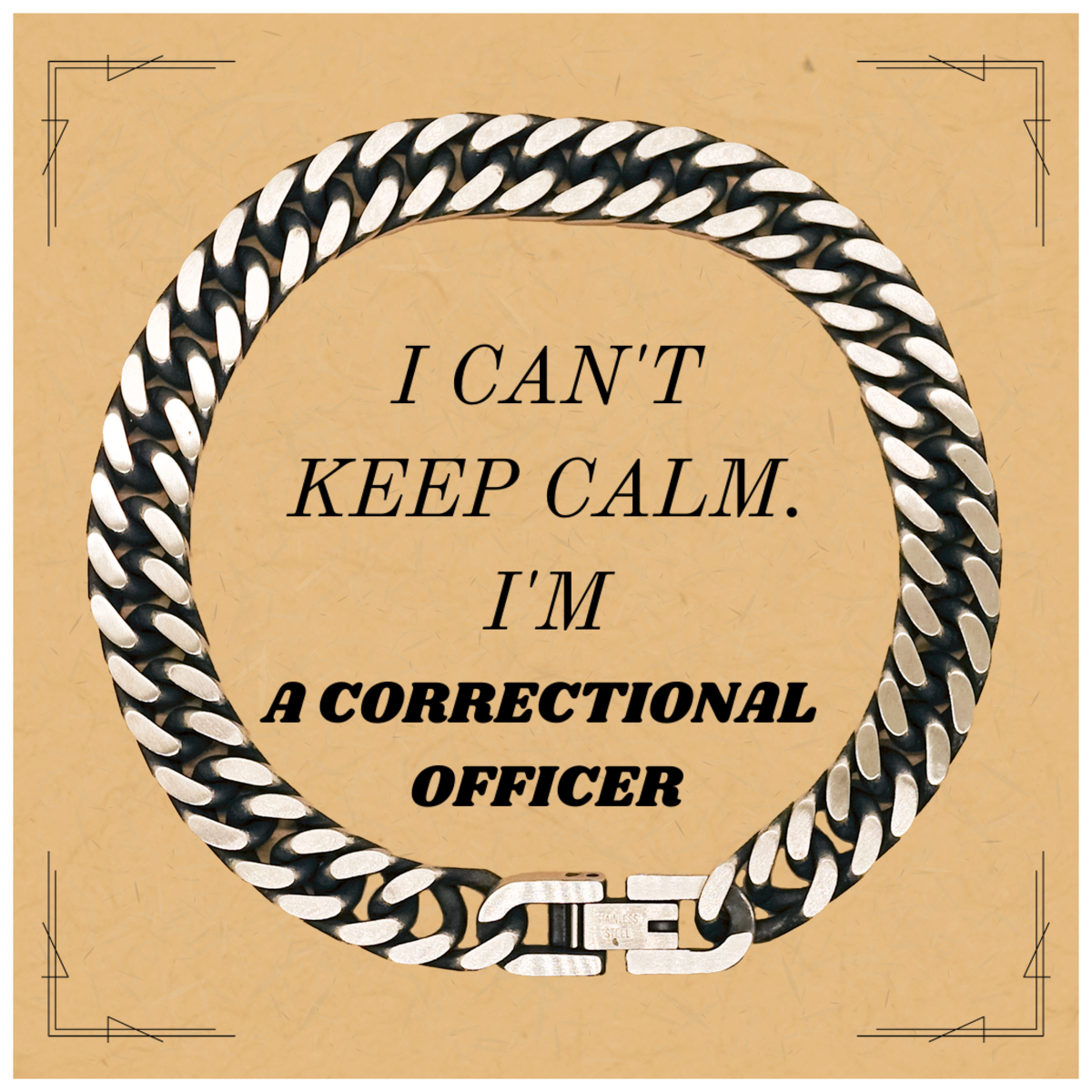 Correctional Officer Cuban Link Chain Bracelet - I cant keep calm, engraved for confidence, perfect for Birthday, Christmas, and Graduation gifts