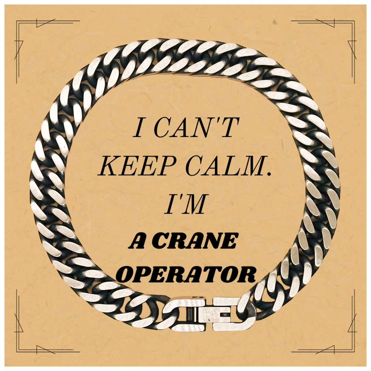 Crane Operator Cuban Link Chain Bracelet - I Cant Keep Calm. Perfect for Birthday, Christmas, and Graduation Gifts