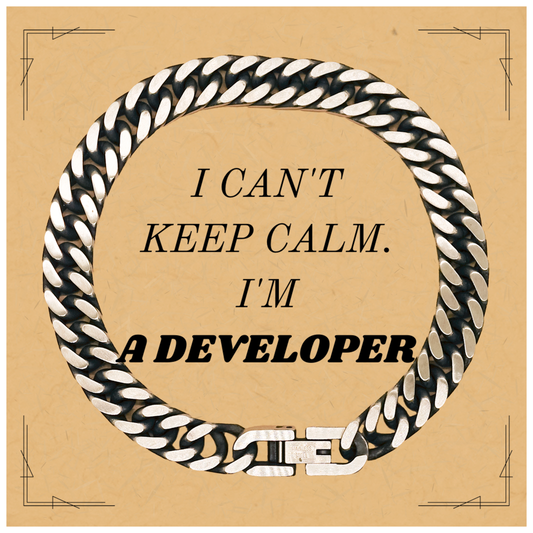 Developer Cuban Link Chain Bracelet I Cant Keep Calm Confidence Inspirational Gift for Men