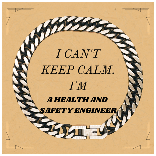 Pulsera de cadena de eslabones cubanos grabada con el nombre de ingeniero de salud y seguridad para el trabajo y eventos, regalo perfecto para graduación, Navidad y cumpleaños