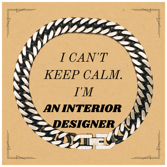 Pulsera de cadena de eslabones cubanos para diseñador de interiores: regalo perfecto para graduación, cumpleaños, Navidad: refuerzo de confianza para mujeres, hombres y emprendedores diseñadores de interiores