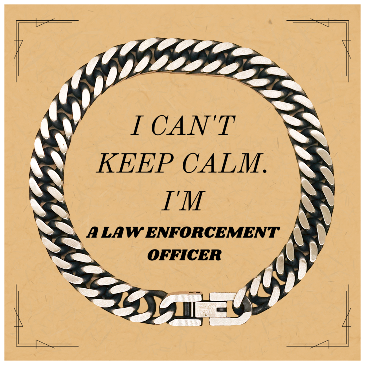 Cuban Link Chain Bracelet for Law Enforcement Officer - I Cant Keep Calm, Perfect Gift for Birthday, Graduation, Christmas, and Holidays - Unique Engraved Jewelry to Show Confidence and Hope