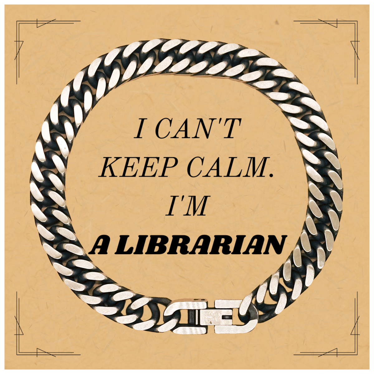 Librarian Cuban Link Chain Bracelet - I Cant Keep Calm, Perfect Gift for Book Lovers, Birthday, Christmas, Graduation