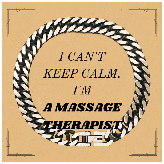 Massage Therapist Engraved Cuban Link Chain Bracelet - Perfect Gift for Relaxation Lovers on Christmas, Birthday, and Graduation