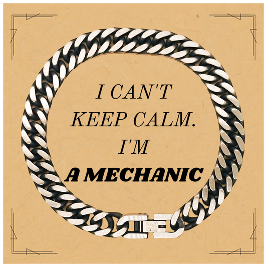Unique Mechanic Engraved Cuban Link Chain Bracelet for Confident Men