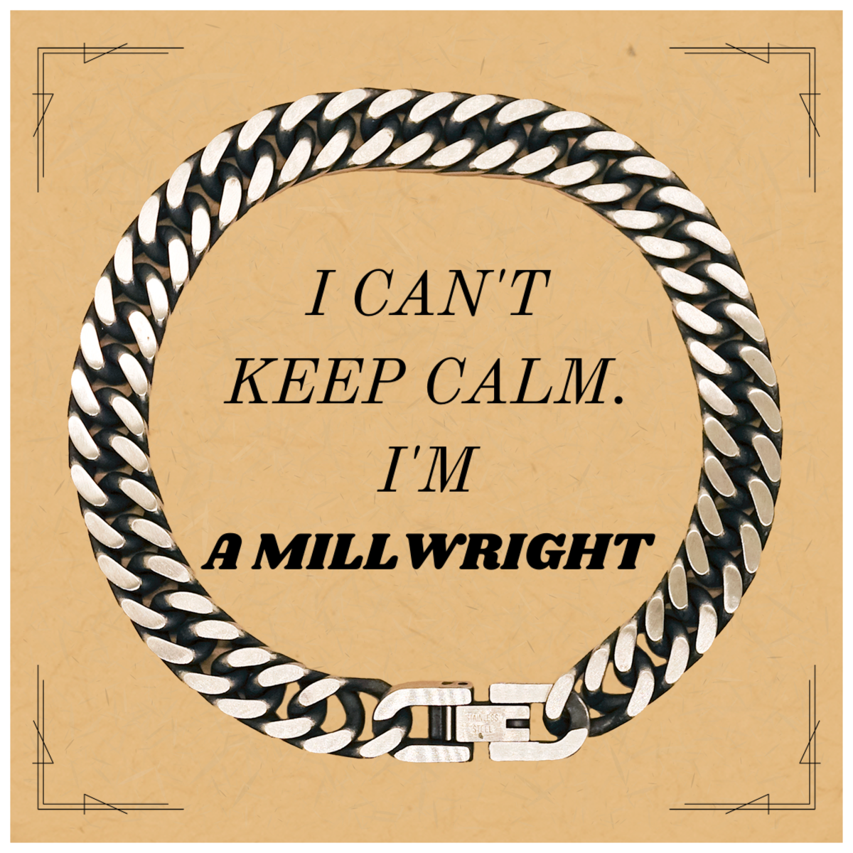 Pulsera de eslabones cubanos con grabado de Millwright: regalo perfecto para cumpleaños, Navidad y graduación: I Cant Keep Calm