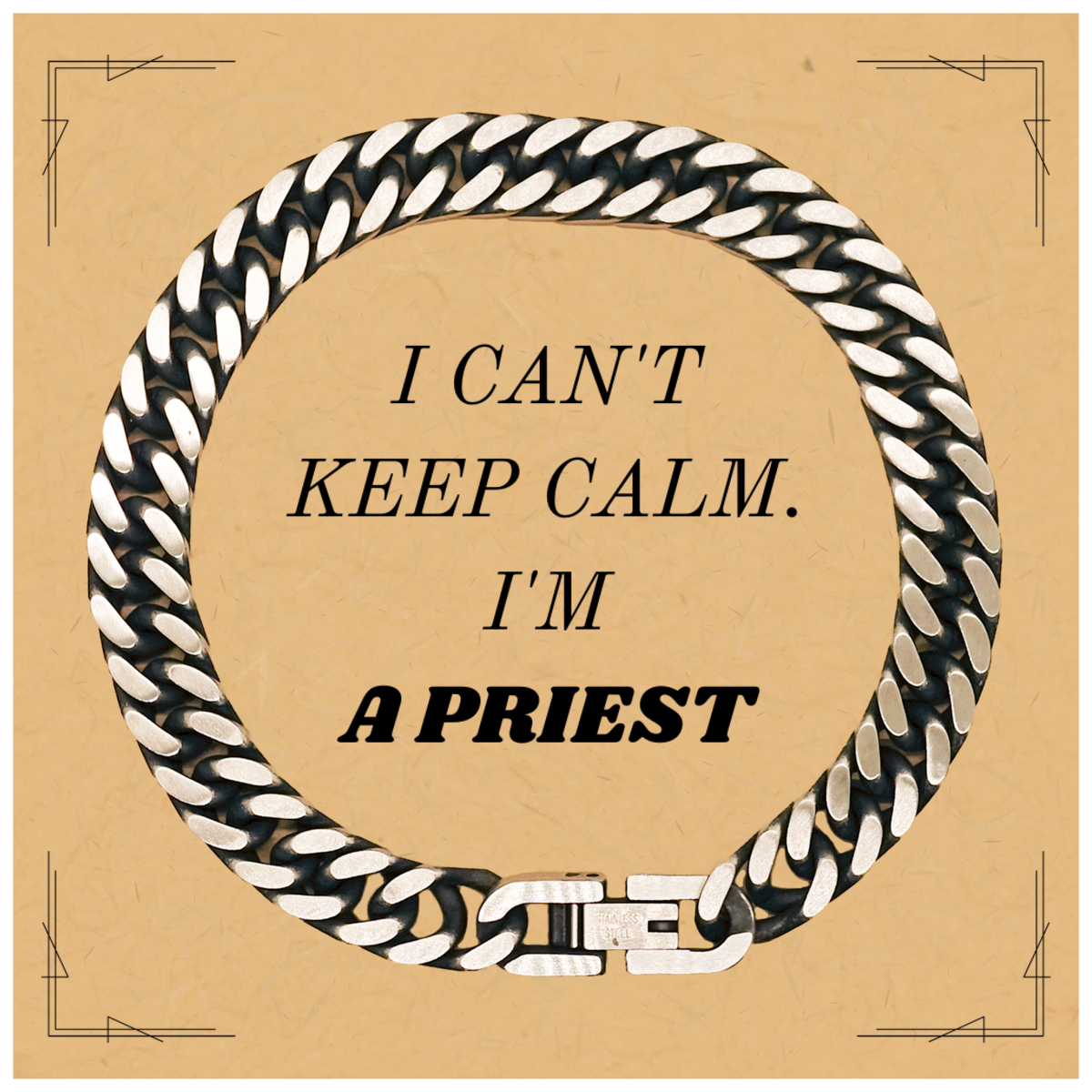 Unique Engraved Cuban Link Chain Bracelet for Priest, Perfect Gift for Christmas, Graduation, and Veterans Day, I Cant Keep Calm Im a Priest