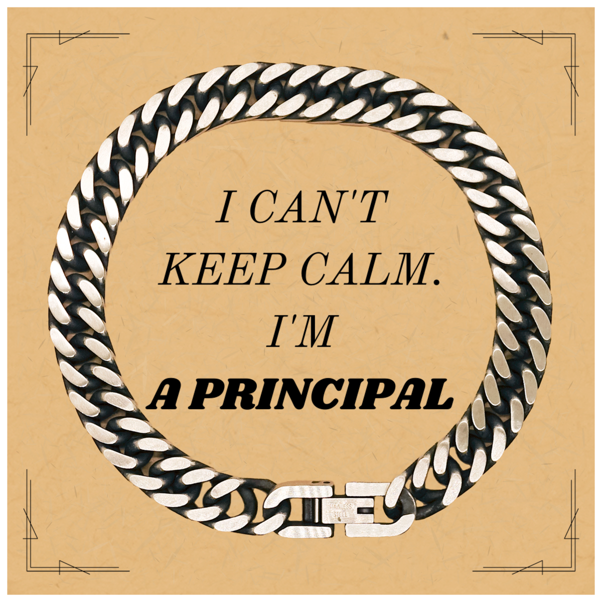 Pulsera de cadena de eslabones cubanos Principal: no puedo mantener la calma, es una joyería inspiradora perfecta para cumpleaños, Navidad, graduación, Día de los Veteranos, confianza.
