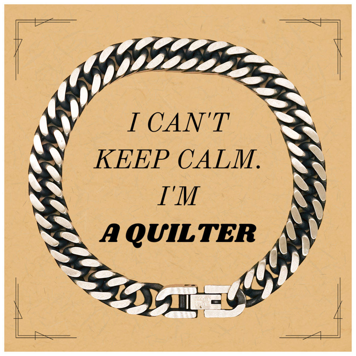 Pulsera de cadena de eslabones cubanos única para quilters: no puedo mantener la calma, soy quilter. Regalo perfecto para Navidad, cumpleaños y graduación. Joyas que aumentan la confianza para los entusiastas del quilter.