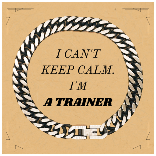 Trainer Engraved Cuban Link Chain Bracelet - Perfect Gift for Birthday, Christmas, Graduation - I cant keep calm