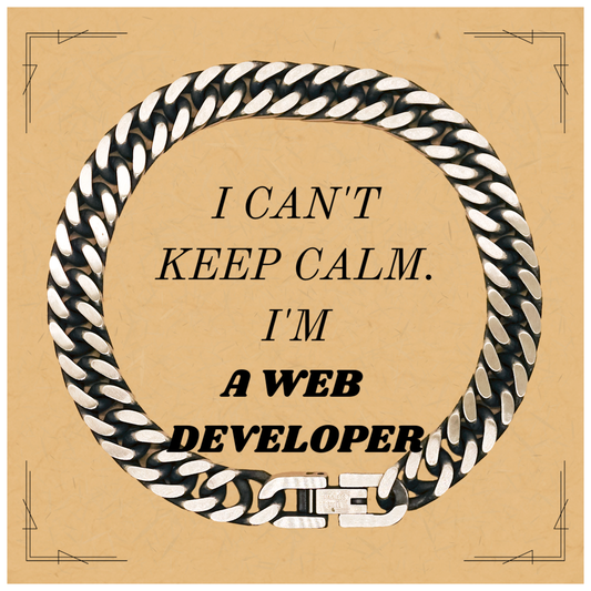 Pulsera de cadena de eslabones cubanos para desarrolladores web: regalo único para él: no puedo mantener la calma: confianza y estilo: regalo perfecto de cumpleaños o graduación