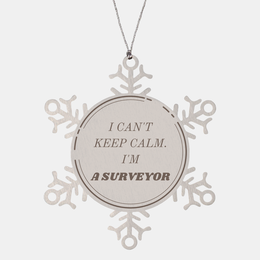 Surveyor Snowflake Ornament I Cant Keep Calm Christmas Gift for Surveyors