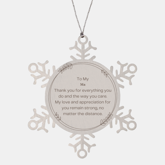 Adorno de copo de nieve para el Día de la Madre, regalo para mi increíble mamá, amor y aprecio, adorno navideño grabado, recuerdo único para mamá
