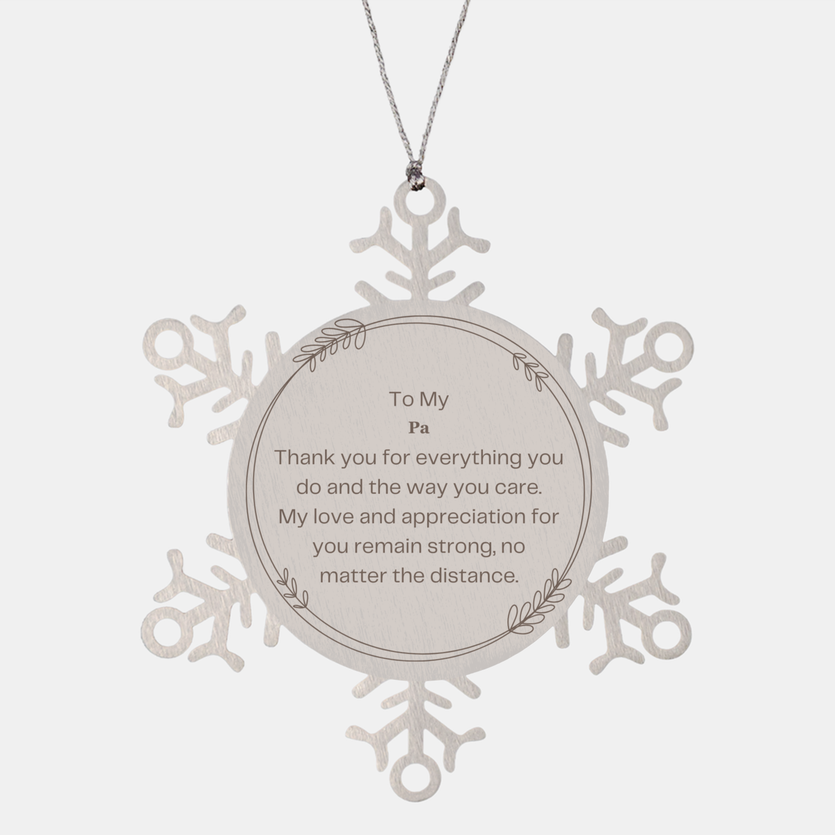 Snowflake Ornament Christmas Gift - Appreciation for Pa, Engraved Love and Gratitude Keepsake for Holidays