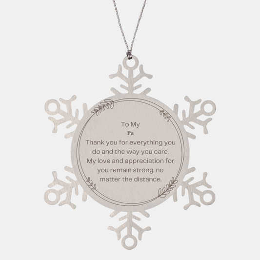 Snowflake Ornament Christmas Gift - Appreciation for Pa, Engraved Love and Gratitude Keepsake for Holidays