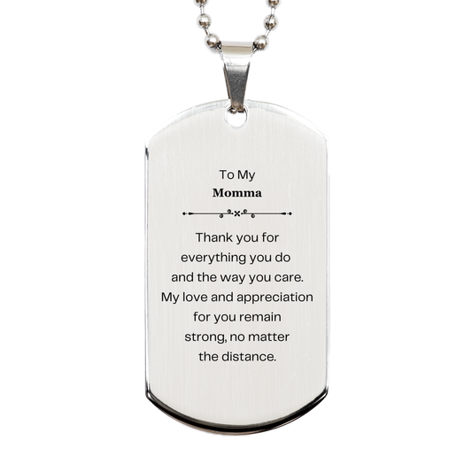 to my momma engraved silver dog tag perfect gift for momma christmas birthday mothers day appreciation and love for momma unique and meaningful token of gratitude