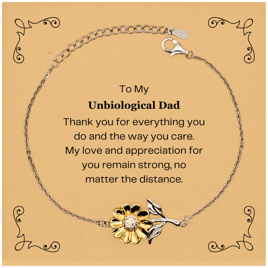 Unbiological Dad Sunflower Bracelet - My Love and Appreciation for You Remain Strong, Thank You for Everything You Do, Perfect Gift for Birthday, Christmas, Thank You, and Appreciation