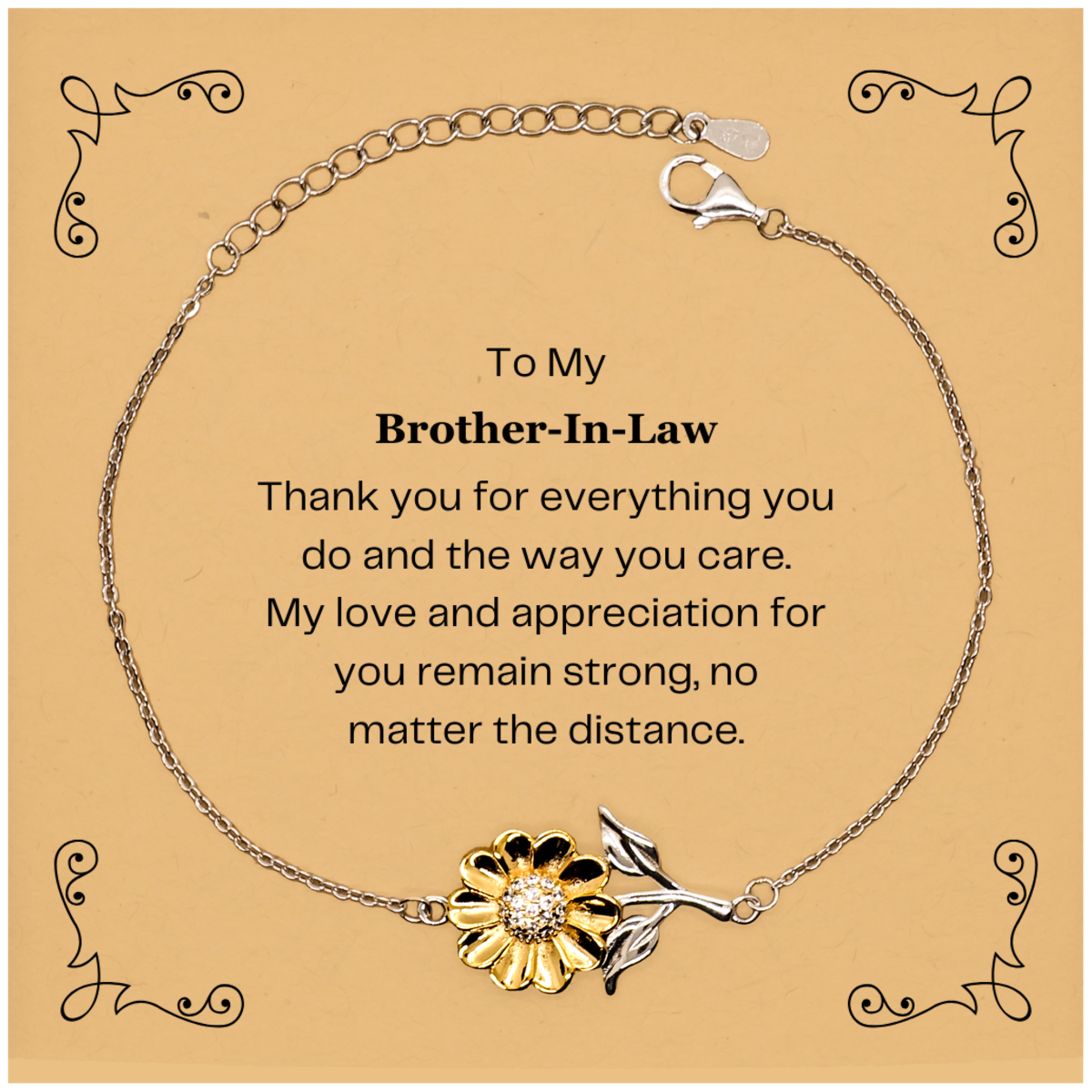 Engraved Sunflower Bracelet for Brother-in-Law | Thank You for Everything You Do | Meaningful Birthday Gift for Him