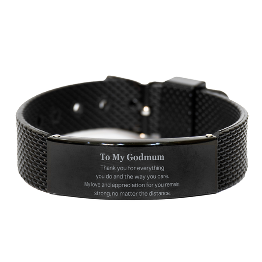 unique black shark mesh bracelet godmum gift for christmas with engraved appreciation and love