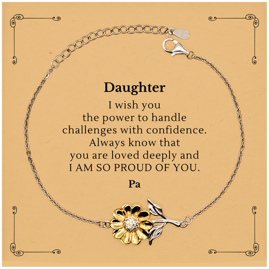 Daughter Sunflower Bracelet Engraved with Love and Confidence for Birthday, Graduation, Holidays - Show Your Daughter the Power of Love and Support