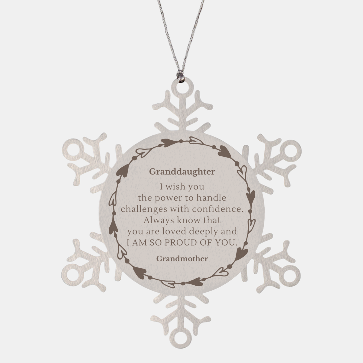 Granddaughter Snowflake Ornament - Engraved Christmas Gift for Granddaughter - Confidence and Love Inspirational Ornament - Perfect Christmas Gift for Granddaughter - Holiday Season Snowflake Ornament for Granddaughter