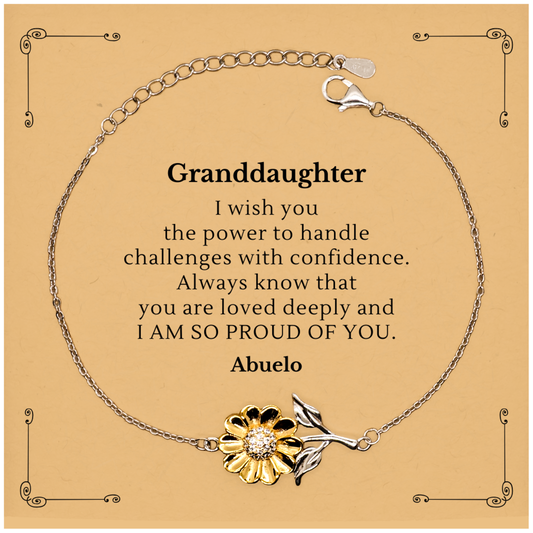 Granddaughter Sunflower Bracelet - Engraved Confidence, Love, and Pride, Perfect Gift for Birthday, Christmas, Graduation, Veterans Day