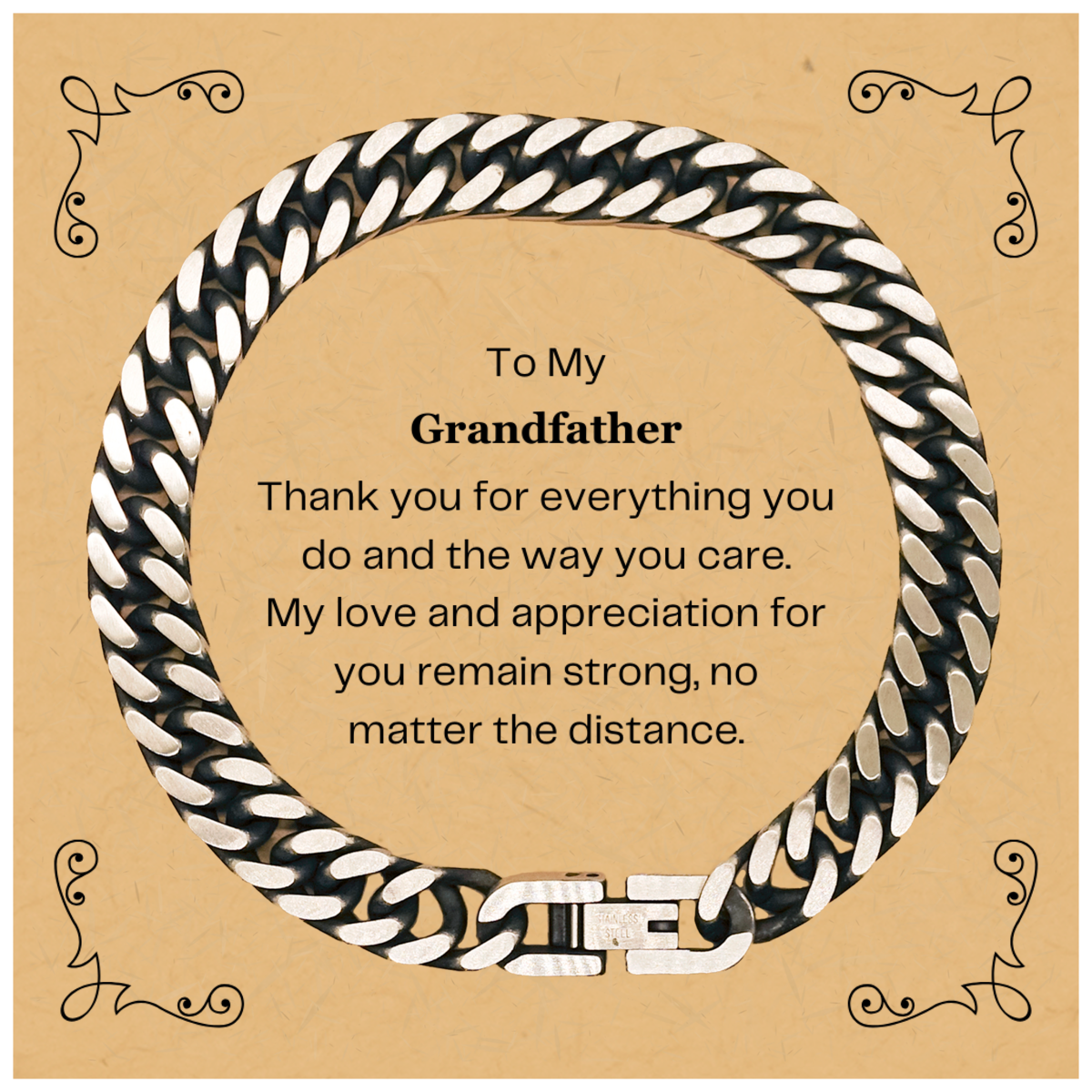 Grandfather Engraved Cuban Link Chain Bracelet - A Token of Love and Appreciation for Him on Christmas, Birthday, and Special Occasions