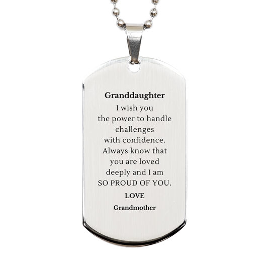 granddaughter engraved silver dog tag unique gift for granddaughter inspirational quote jewelry for birthday christmas graduation confidence and love